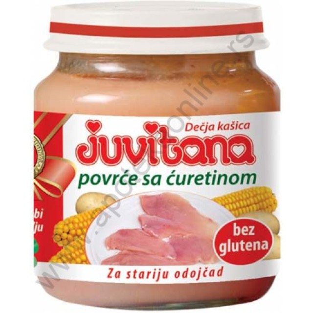 JUVITANA KAŠICA OD POVRĆA SA ĆURETINOM 128g - Online Apoteka JUVITANA KAŠICA OD POVRĆA SA ĆURETINOM 128g